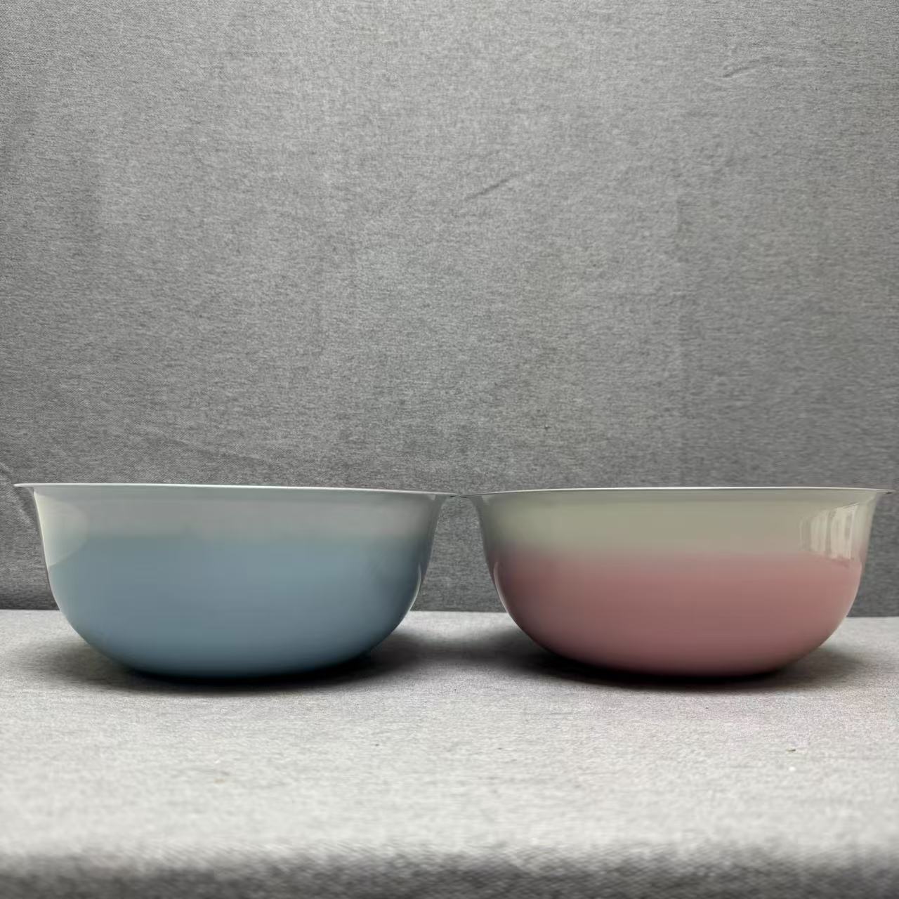 1-056-1 外陶瓷内不锈钢 家用沙拉盆渐变色 22*8.5CM 