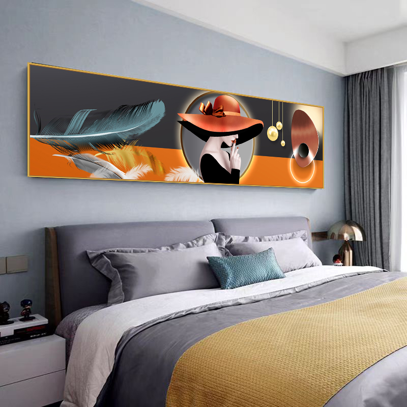 欧美简约主卧床头装饰画卧室自粘贴沙发背景壁画墙贴画