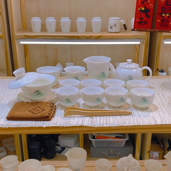 【不止】羊脂玉瓷茶具套装