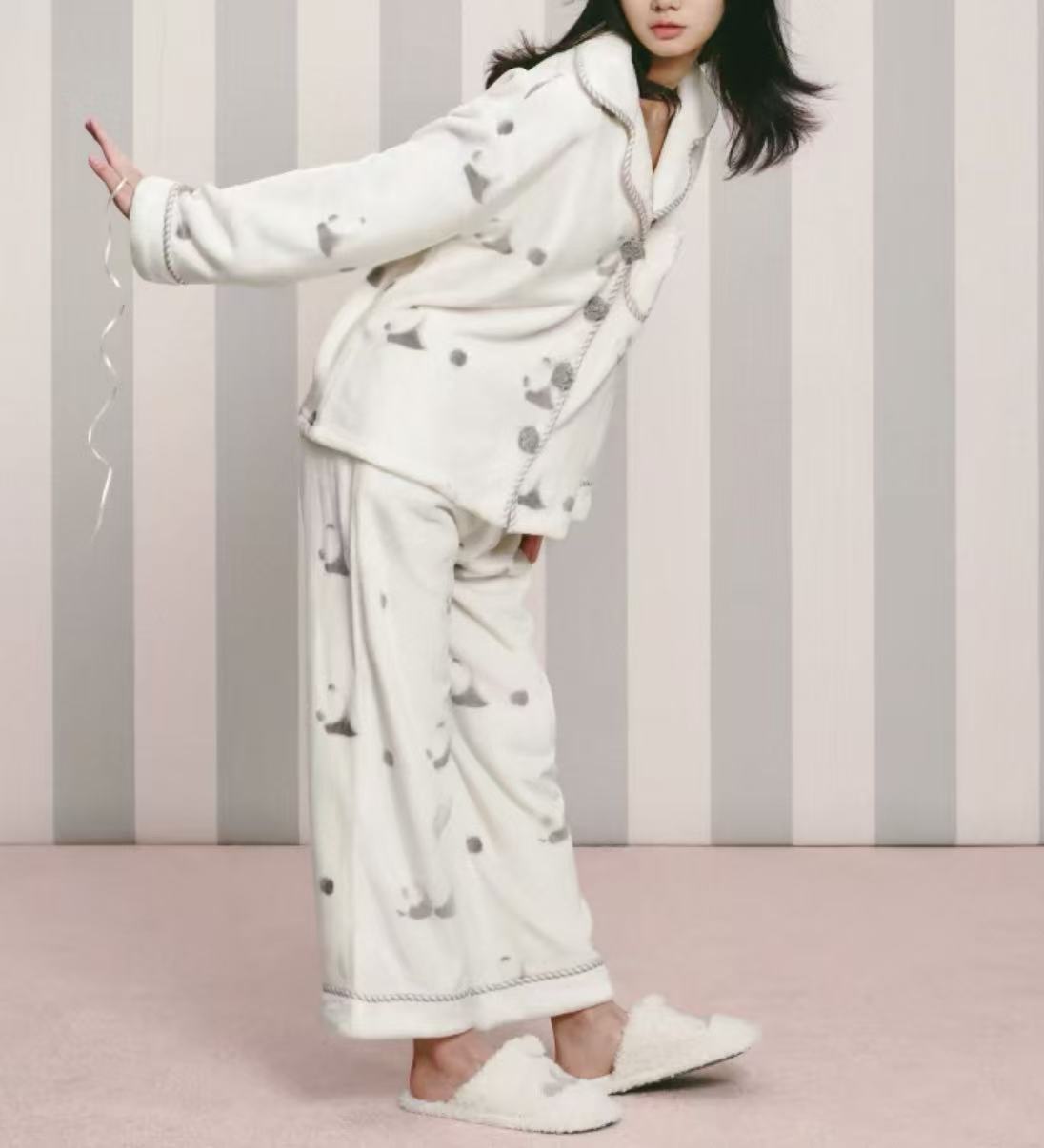 小也  满印熊猫~超柔超舒适的云朵感 睡衣男女 情侣睡衣套装