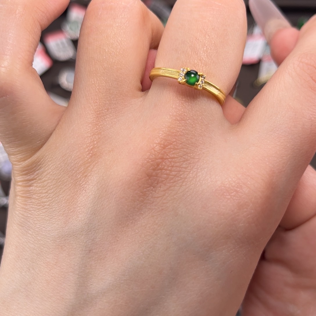 翡翠戒指银S925镶嵌699888