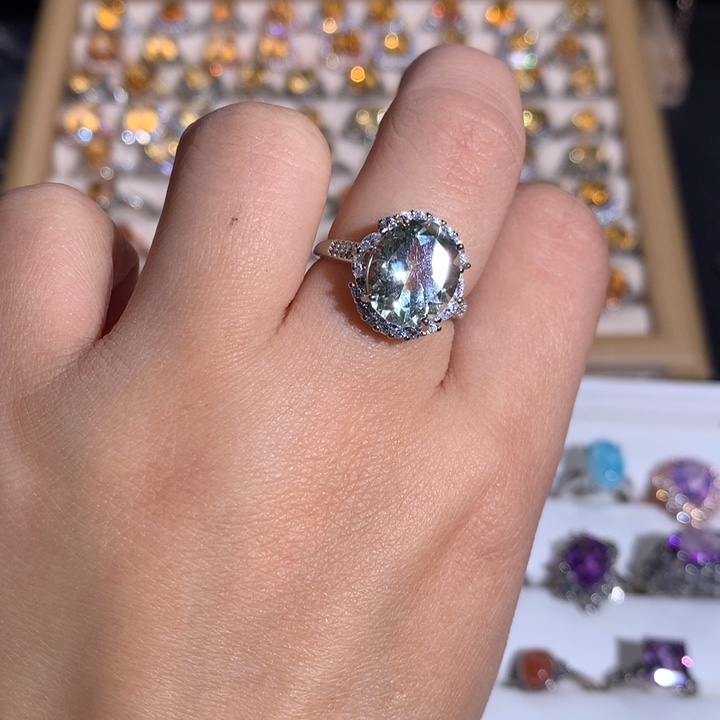 【闪购商品】水晶戒指银S925镶嵌戒指