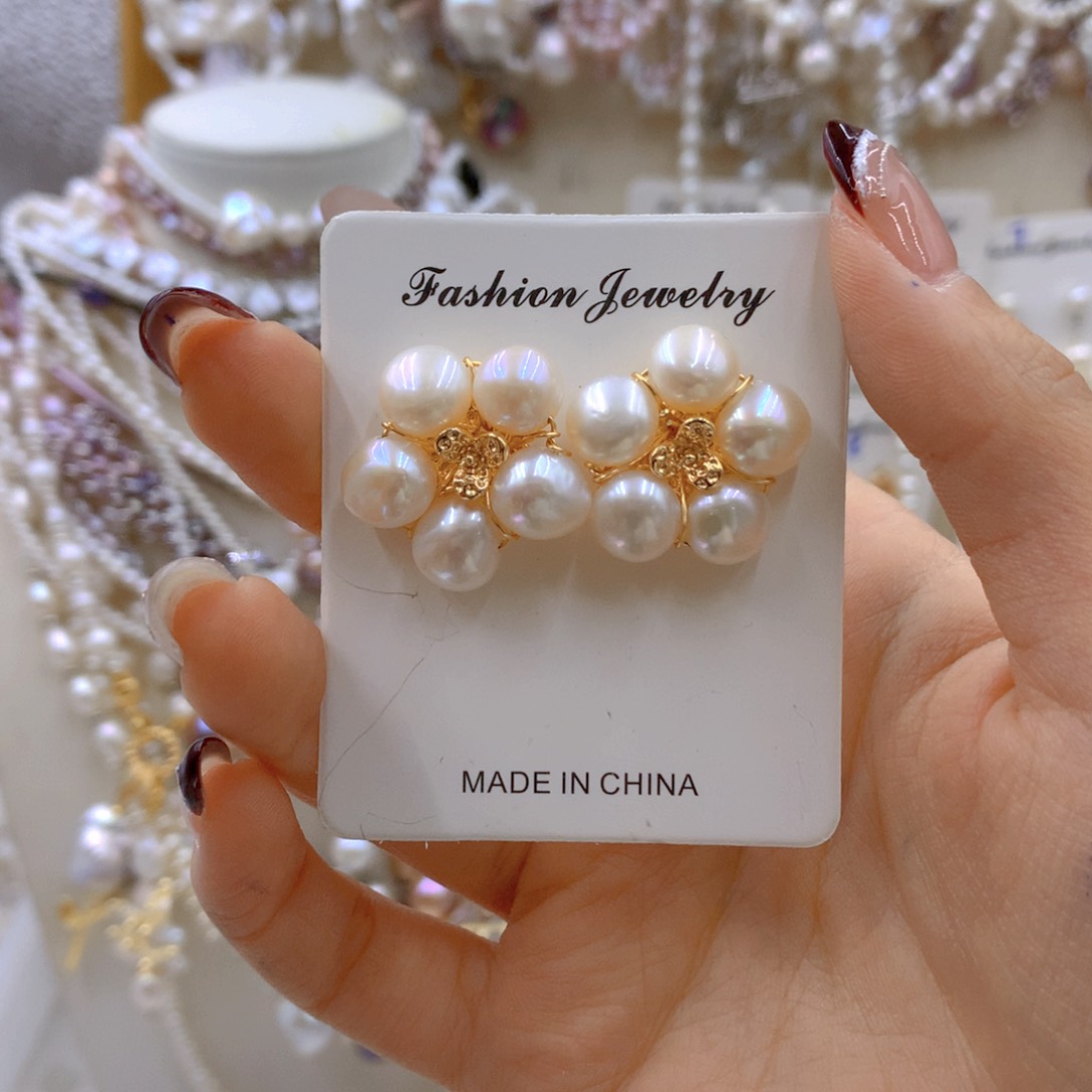 淡水珍珠耳饰合金