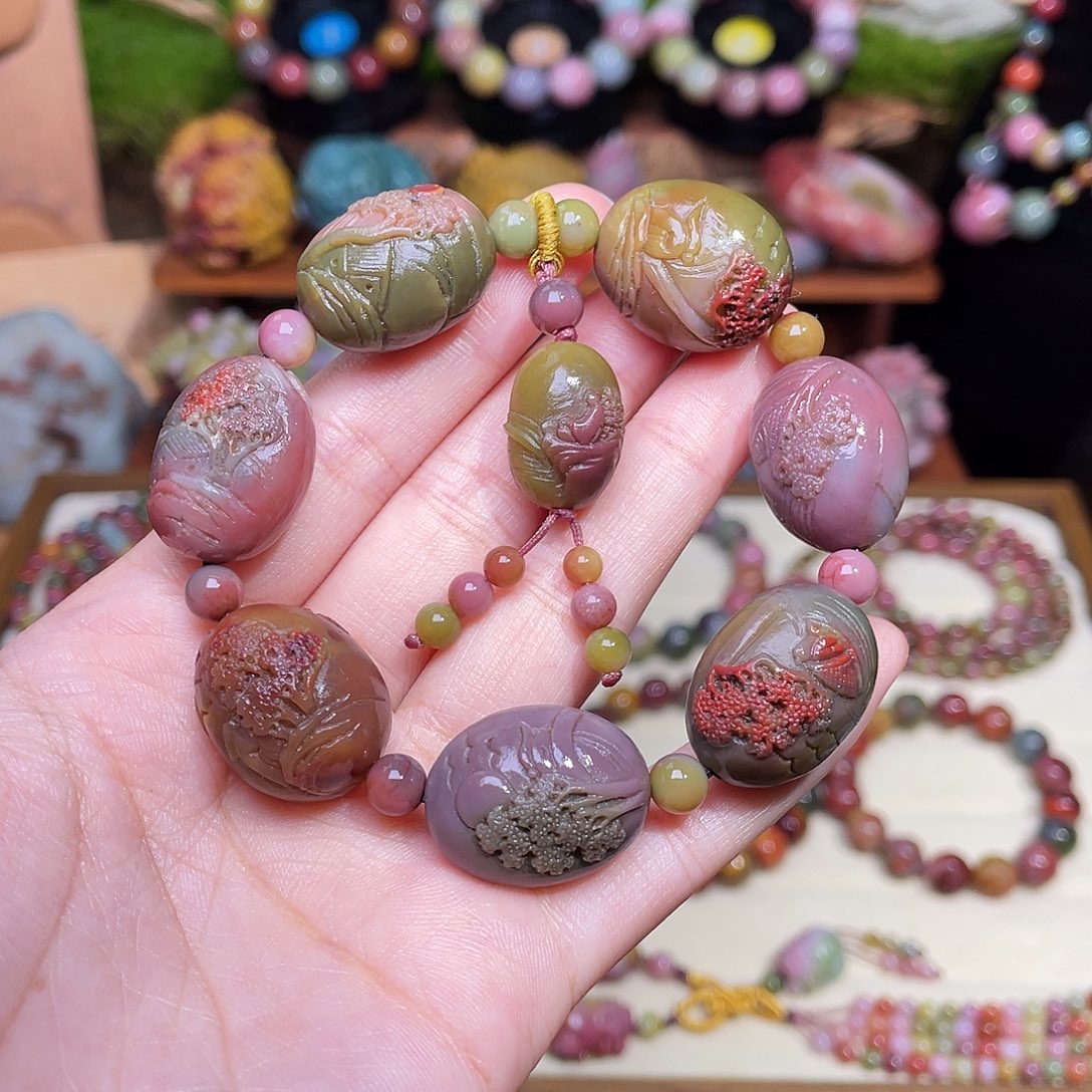 玛瑙/玉髓未镶嵌手串盐源玛瑙西瓜山水蛋蛋手串