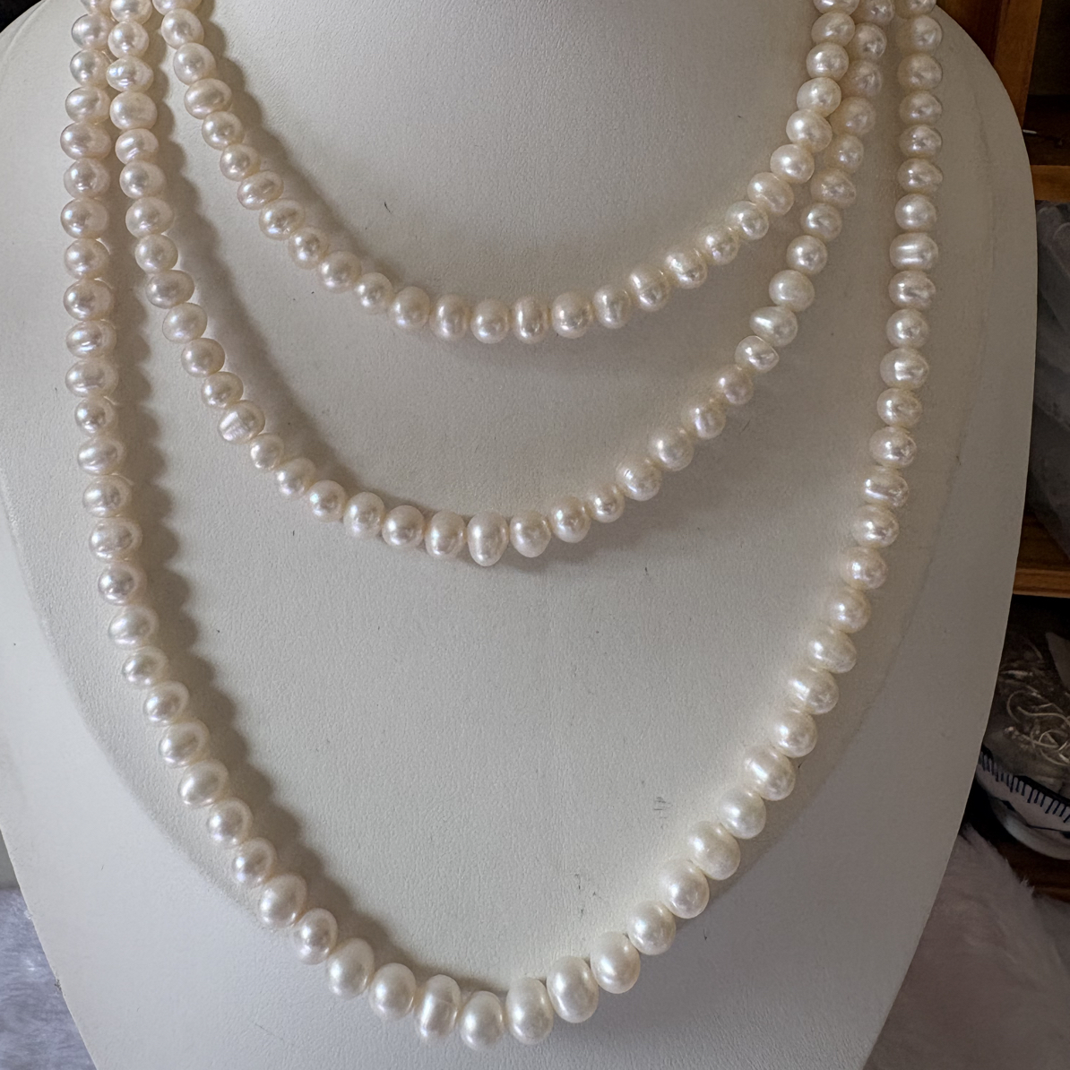 7-8点位淡水珍珠毛衣链120cm强光
