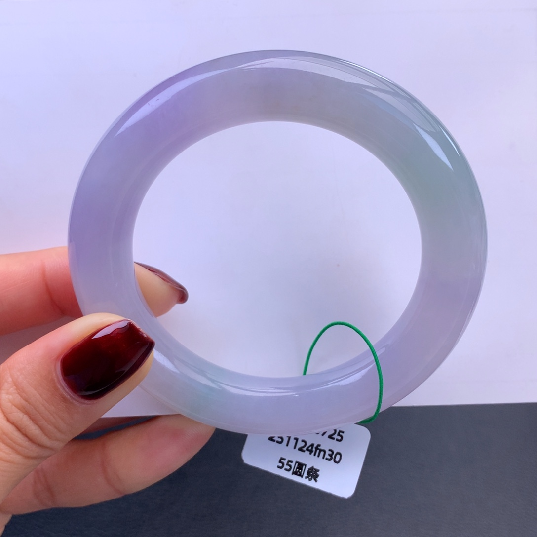 翡翠未镶嵌手镯糯冰春彩胖圆手镯