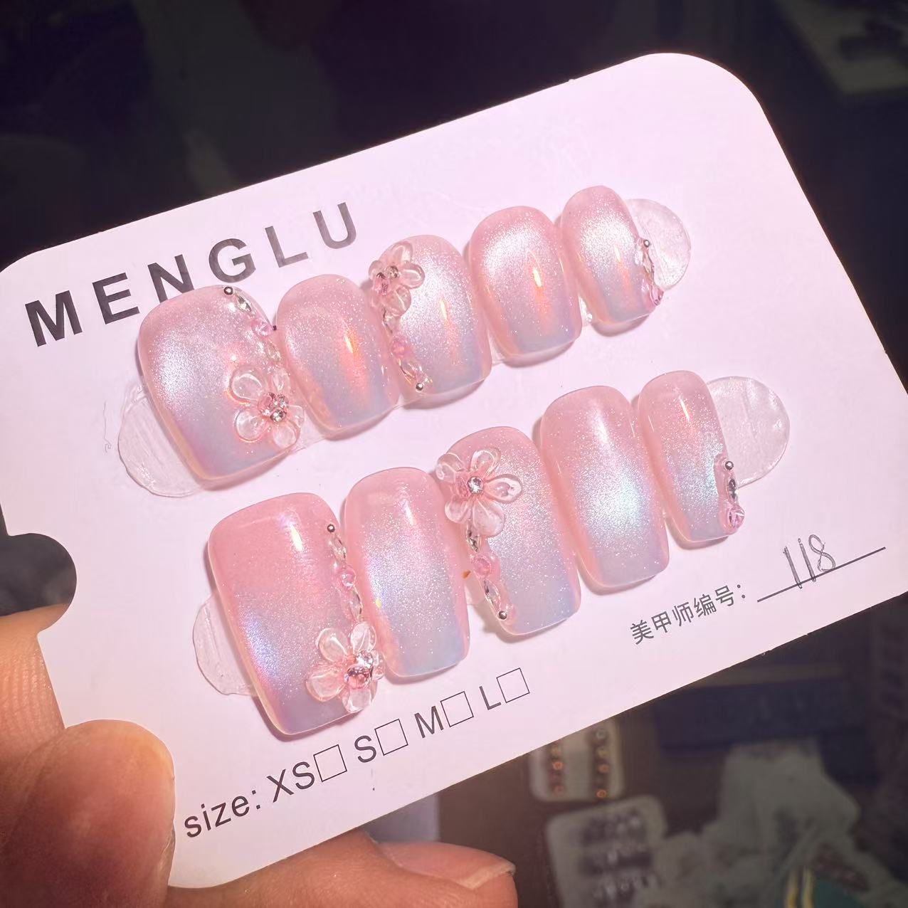 灼灼桃花  纯手工穿戴甲十片装