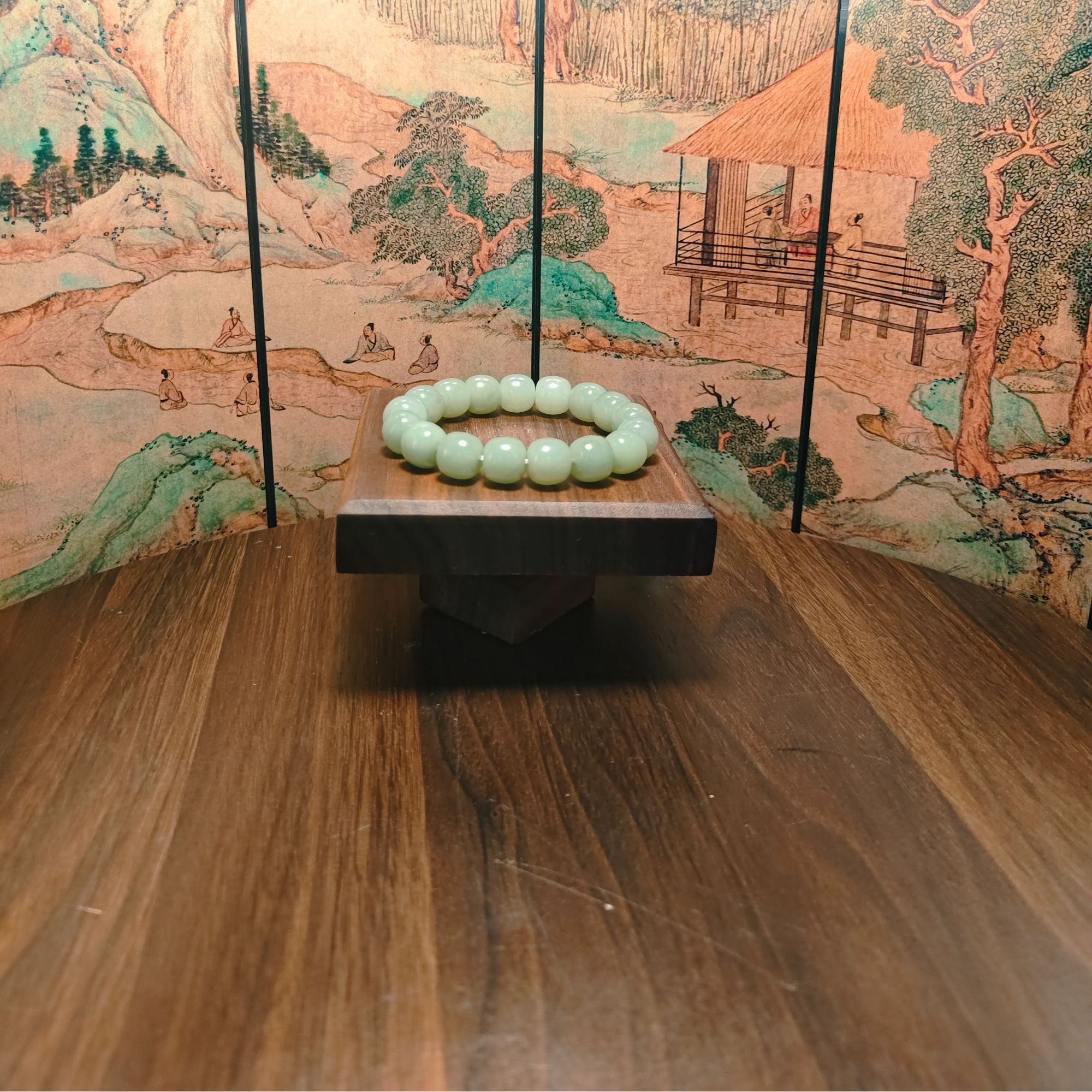  D和田玉桶珠手串（卡12）0694