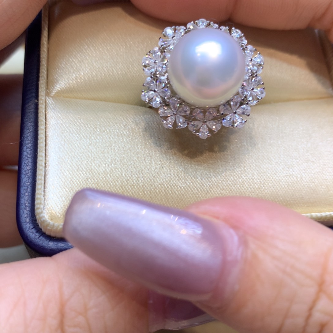 银S925镶嵌戒指海水珍珠