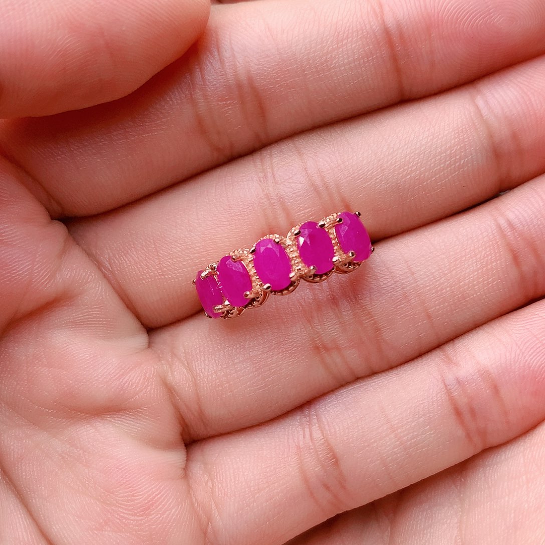 红宝石戒指银S925镶嵌