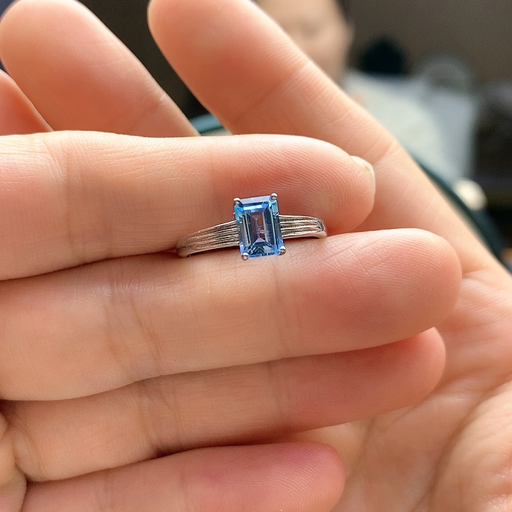 托帕石戒指银S925镶嵌