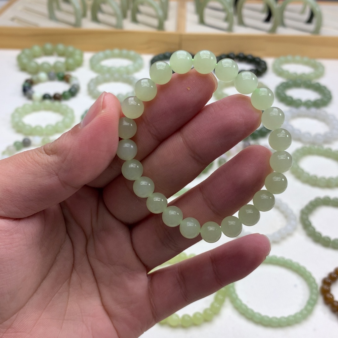 和田玉手串（冰晴水8）未镶嵌