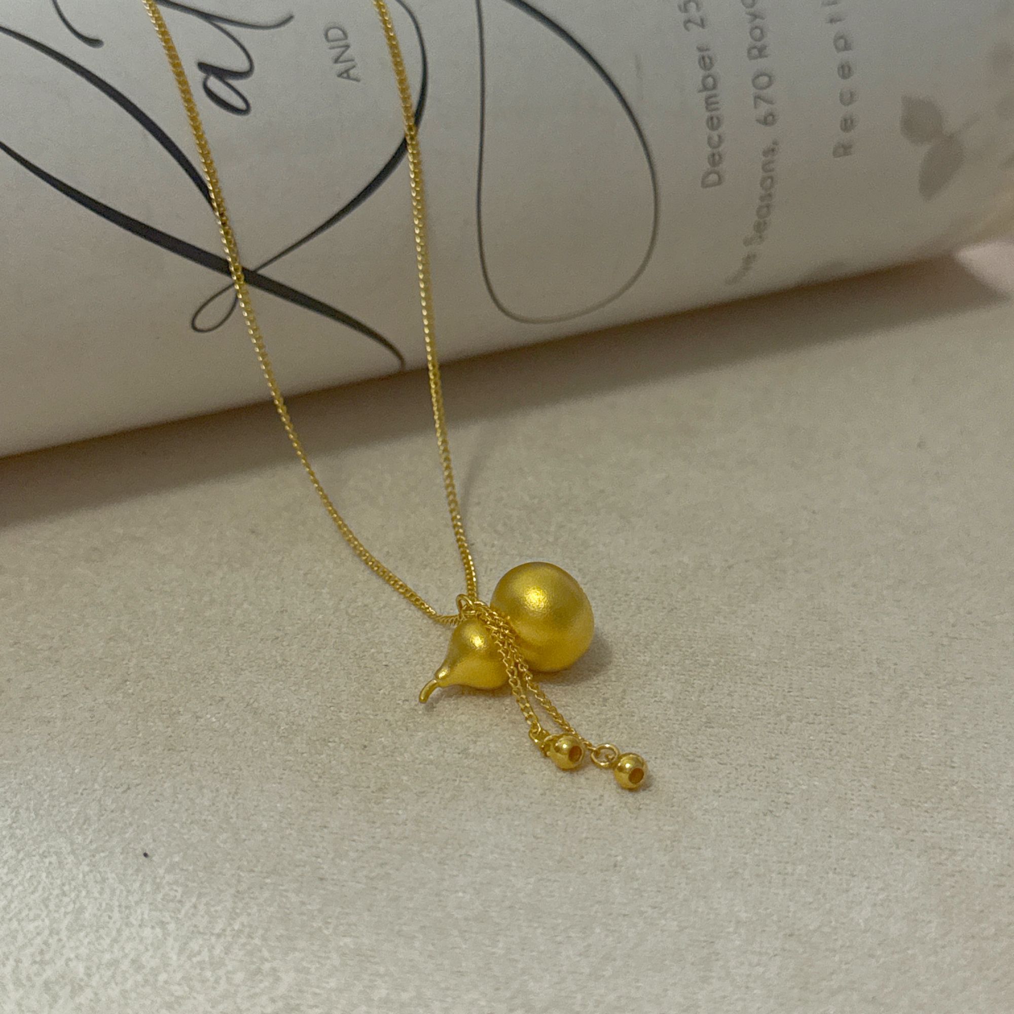 5G工艺【流苏光珠葫芦黄金项链】足金999