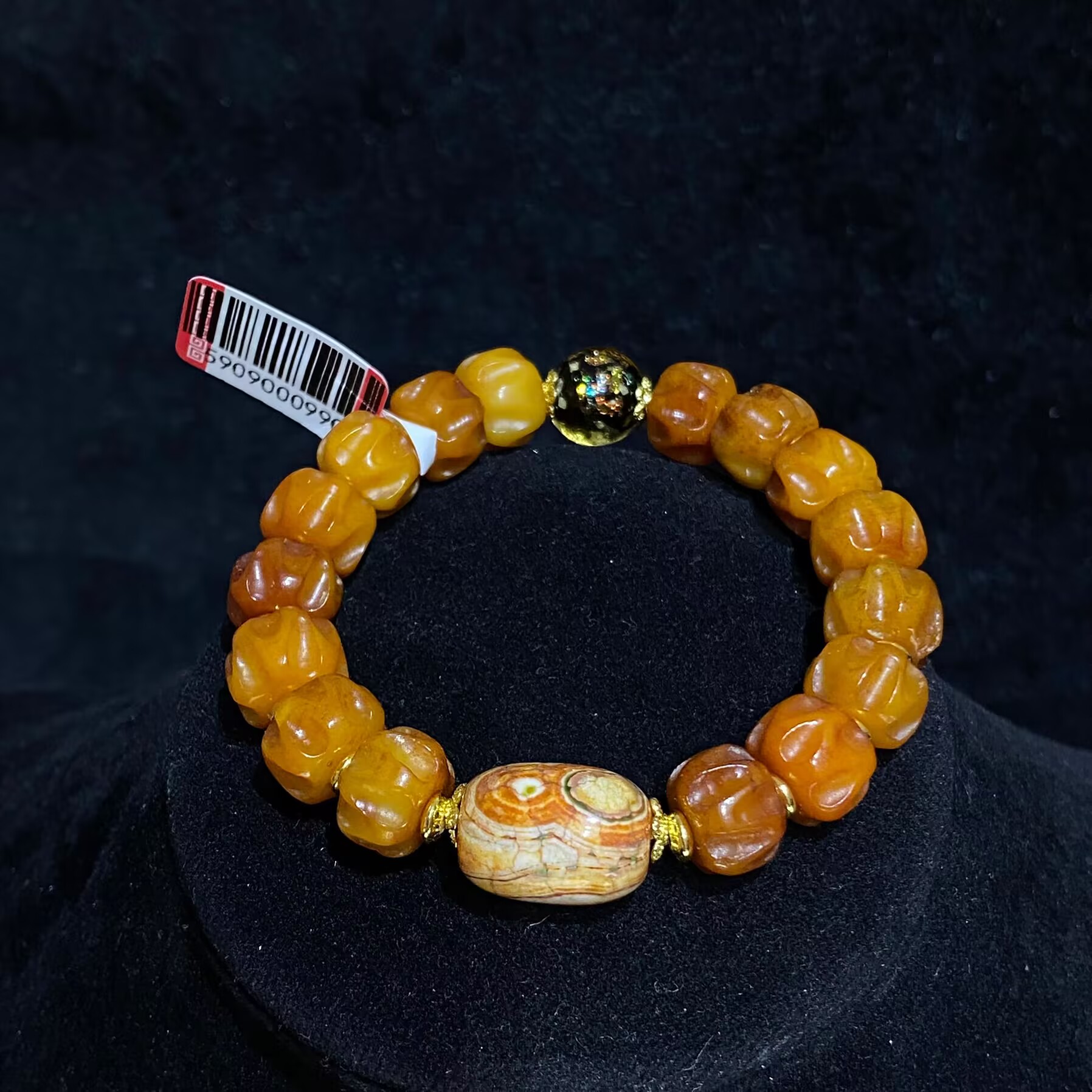 非金属珐琅手链 K5929   精美黄色椭圆雕刻手链