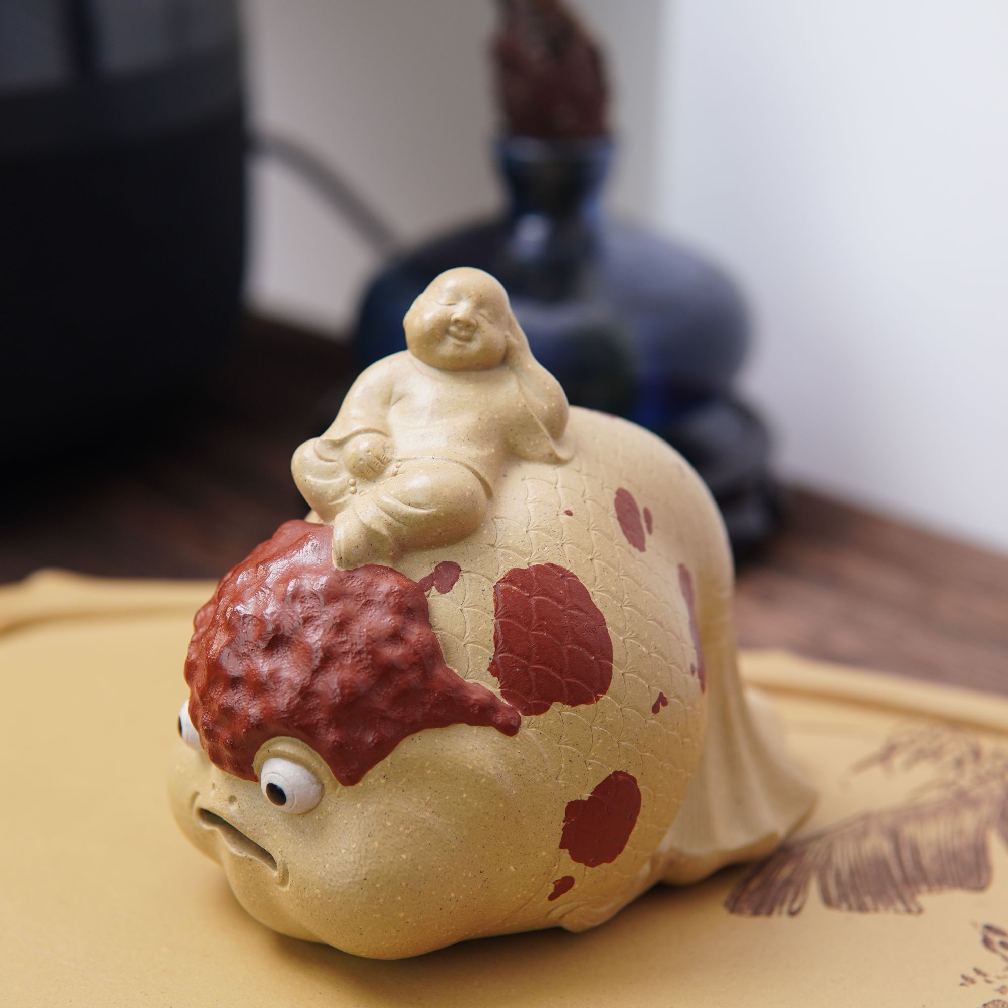 宜兴紫砂本绿紫砂茶宠《其乐融融》高级摆件茶宠适合乔迁送礼