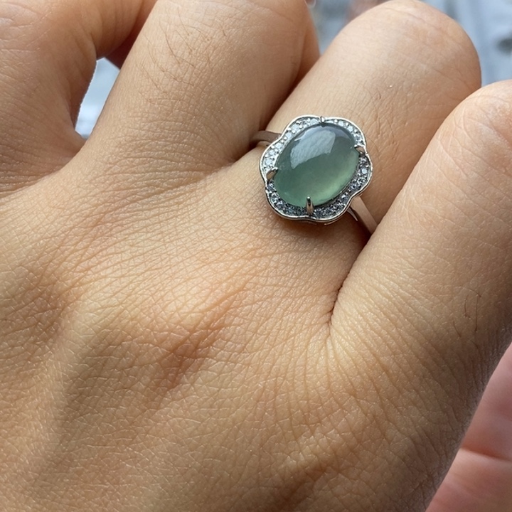 翡翠戒指银S925镶嵌戒指