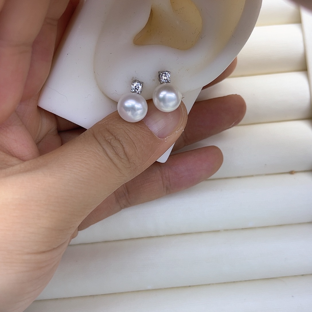 淡水珍珠耳饰银S925镶嵌