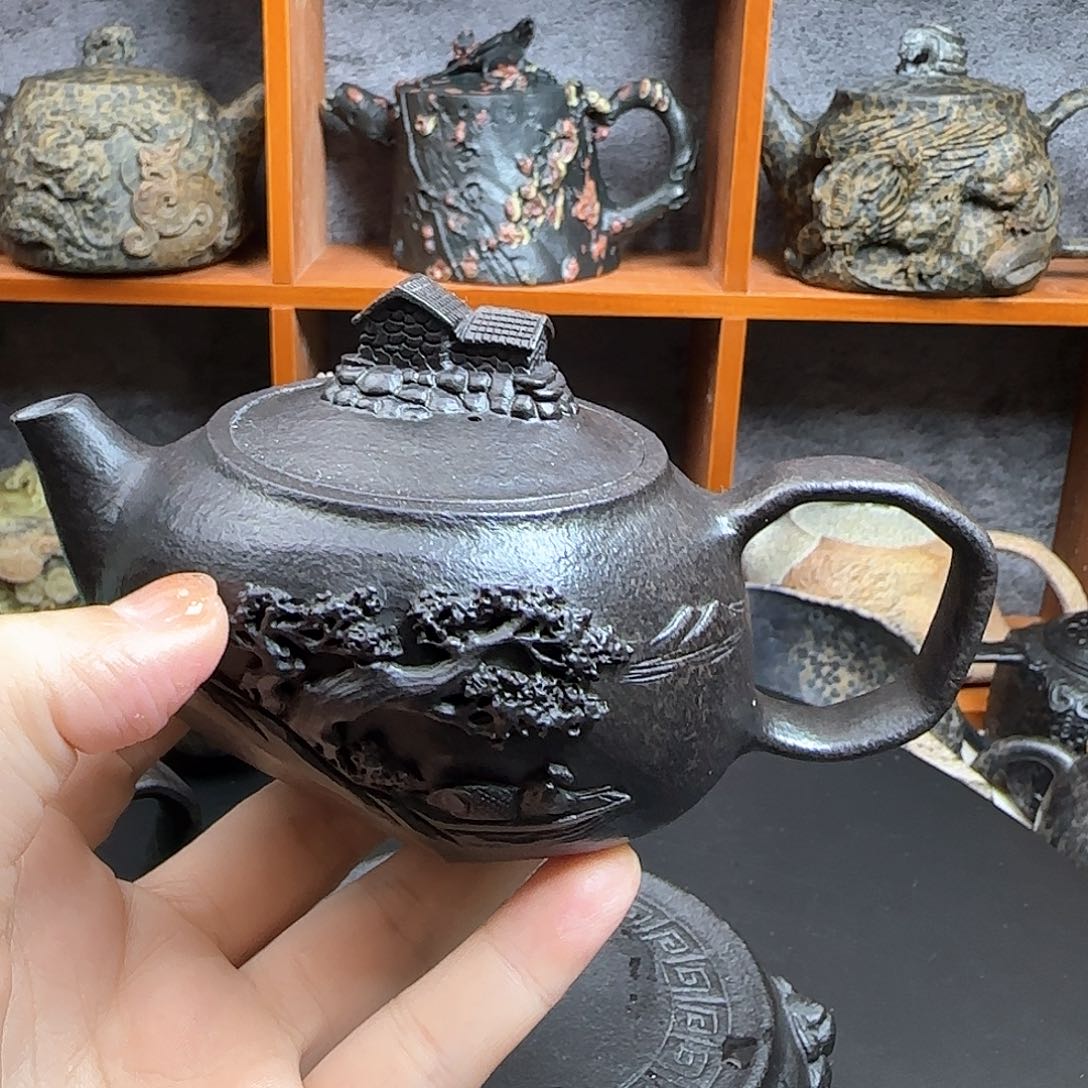 紫砂茶壶如*山居秋暝冰碛岩石壶