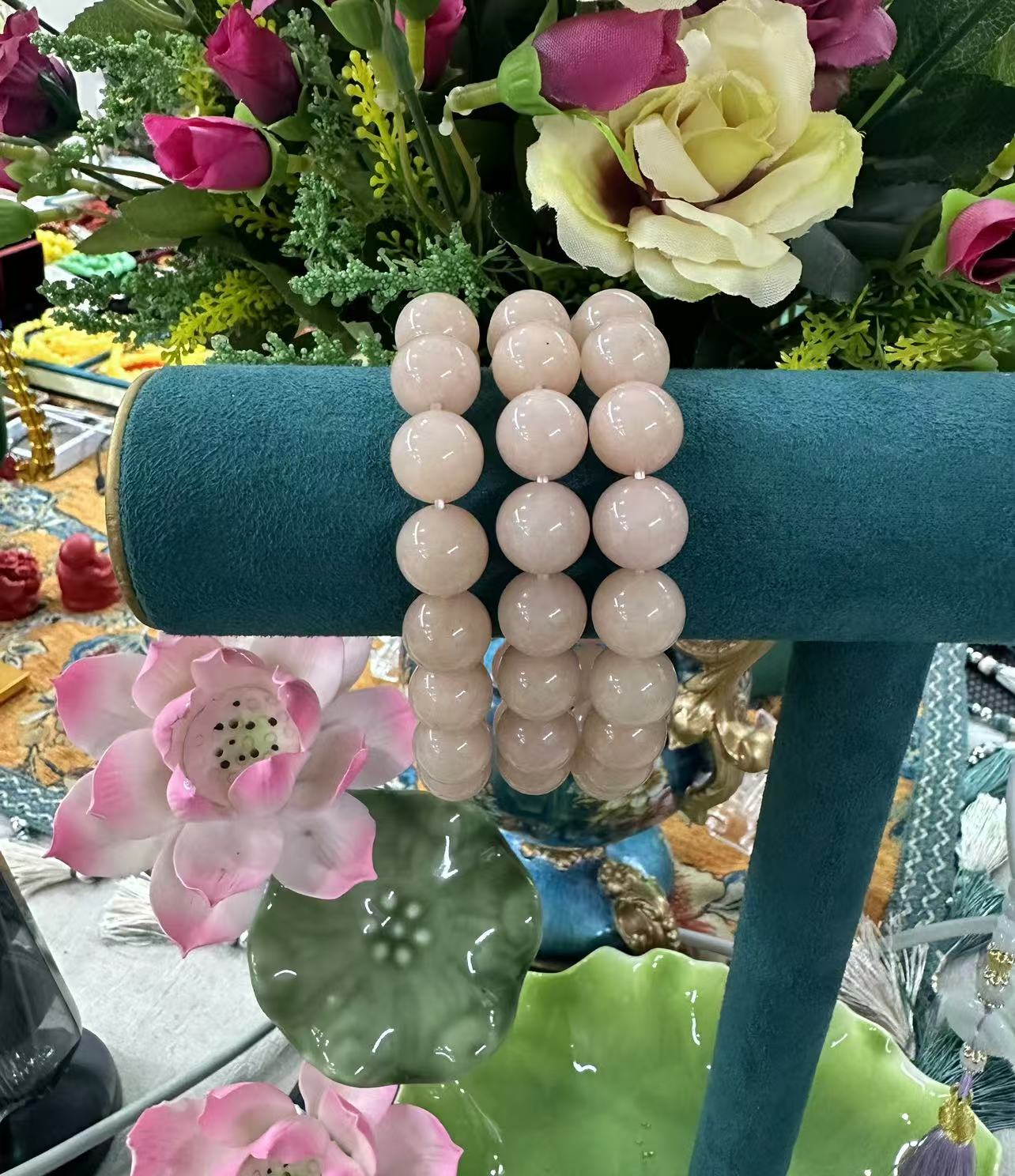 【聪聪珠宝】20782-和田玉藕粉手串-12mm