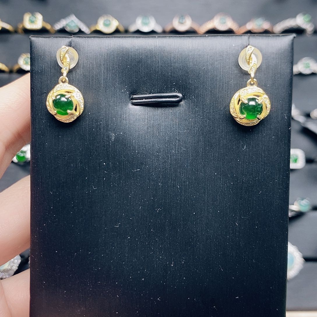 翡翠耳饰未镶嵌925耳坠