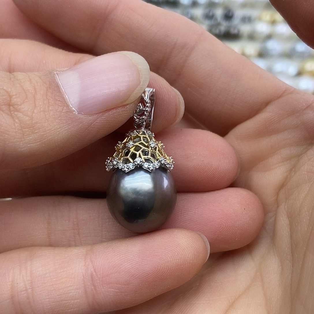吊坠(不含链)海水珍珠银S925镶嵌
