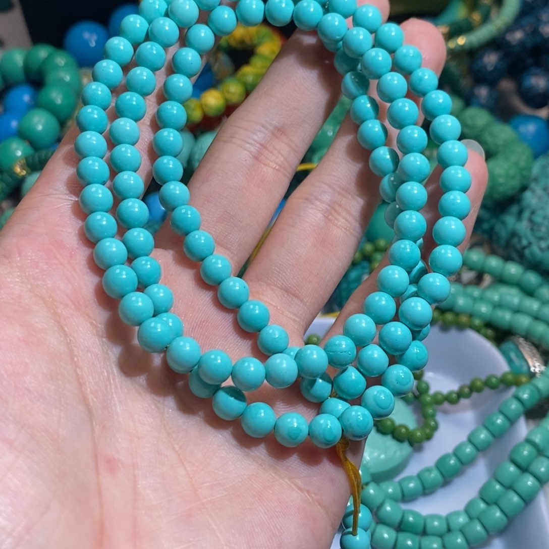 高瓷绿小米链6mm脖挂手工配饰DIY饰品