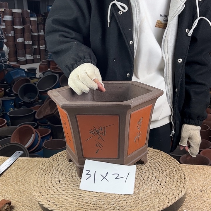 红陶紫砂花盆紫砂