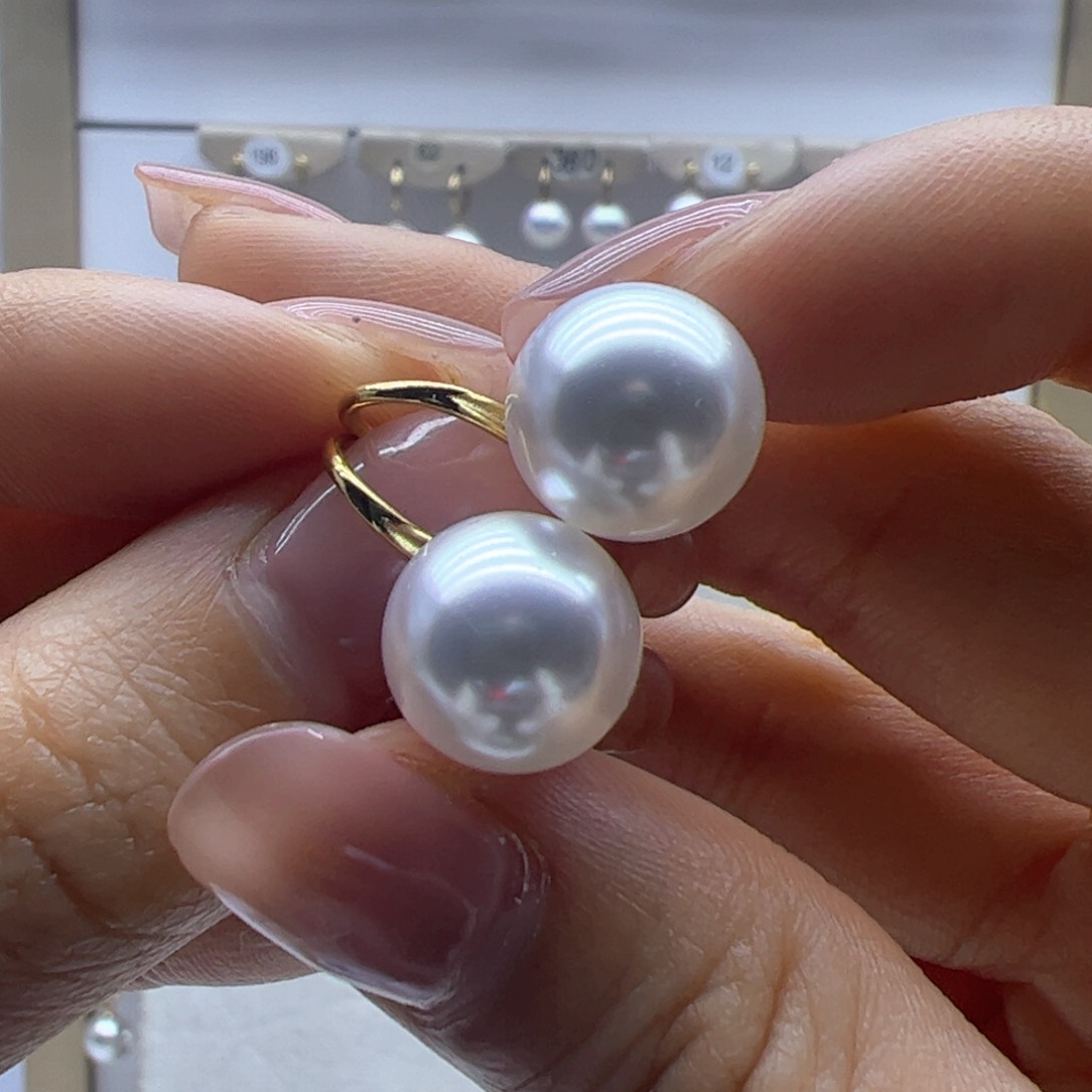 淡水珍珠耳饰18K金镶嵌