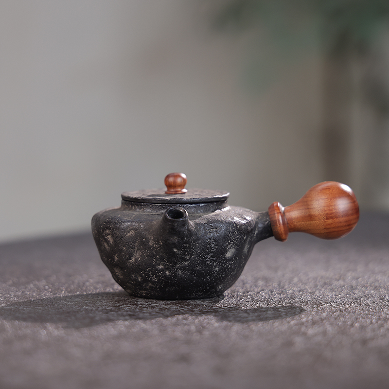 泡茶壶侧把一口壶 200CC手工铁壶复古泡茶功夫茶壶洪釜