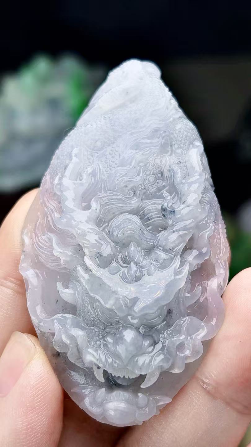 天然缅甸翡翠冰胶种乌鸡龙牌毛货买断需抛光尺寸70-37-13