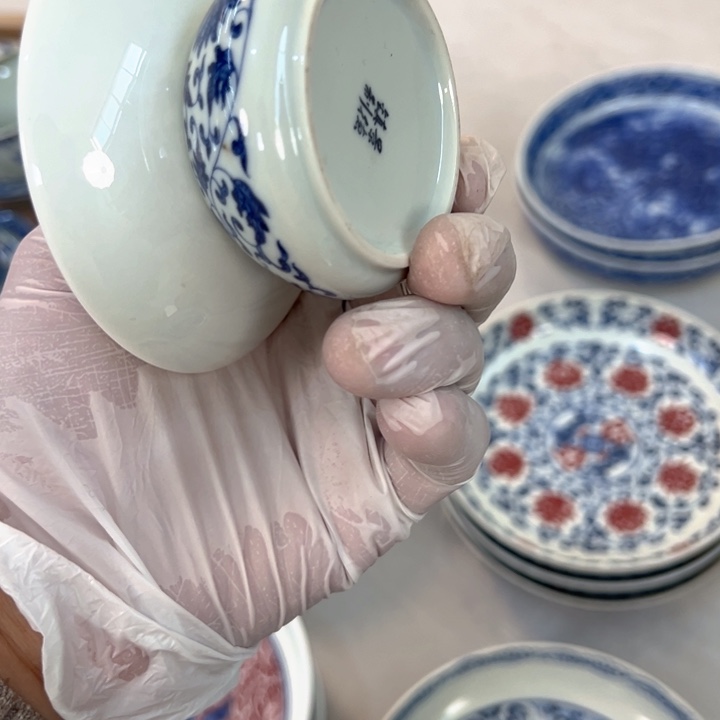 瓷片白青花缠枝莲茶漏全品