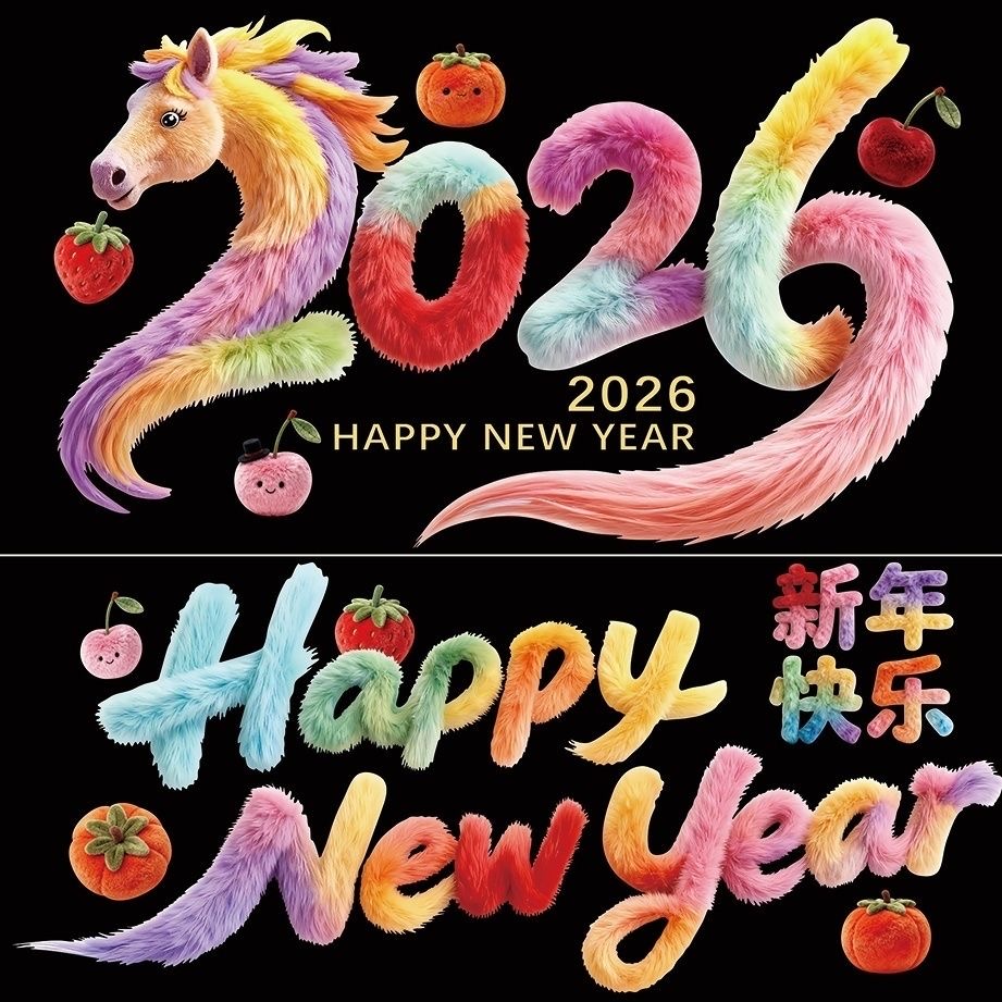 【到手1对】马年仿毛绒印花窗花贴春节门玻璃贴装饰春节氛围窗贴