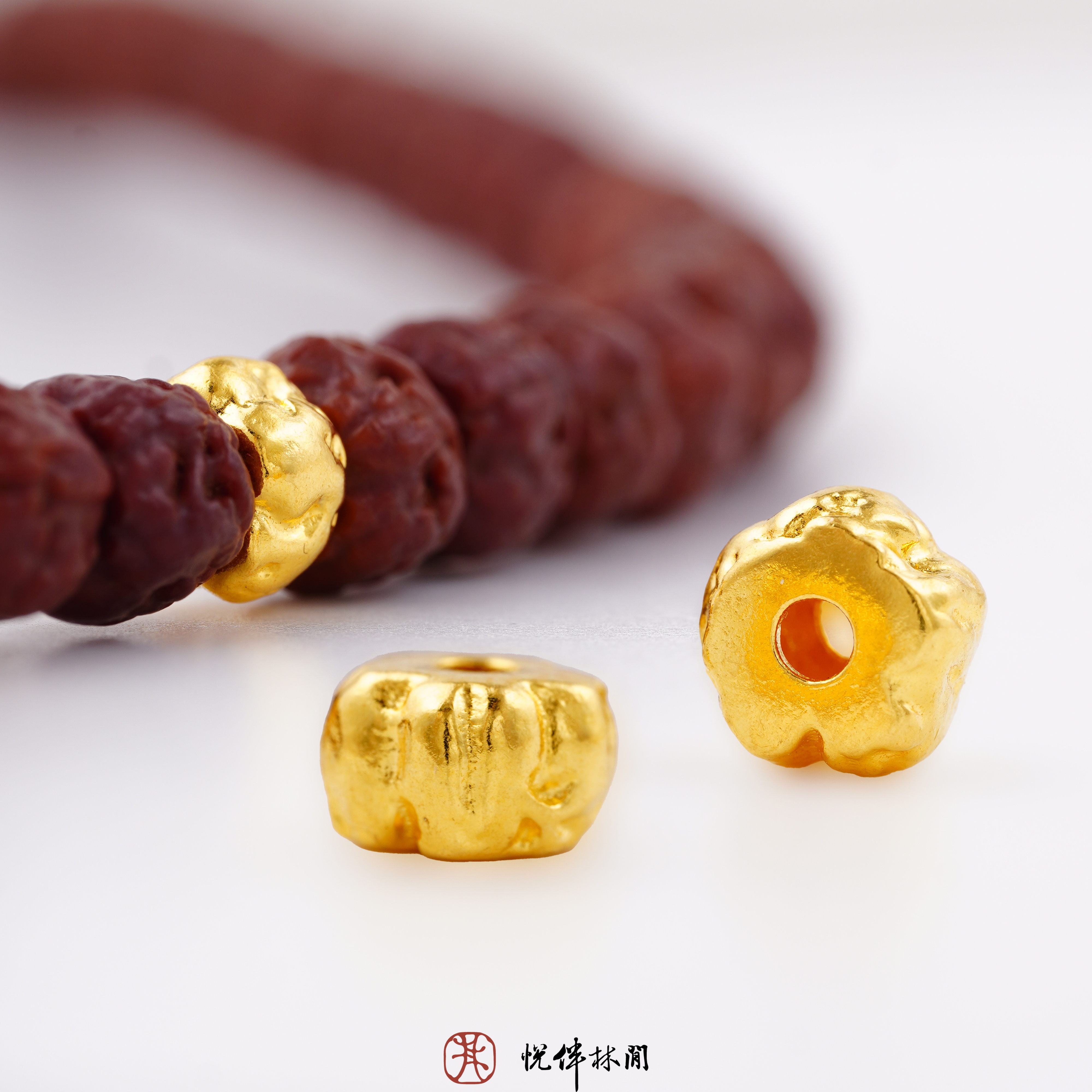 足银银制品 足银佛手小金刚药片复刻隔珠散珠5D无氰电铸文玩配饰