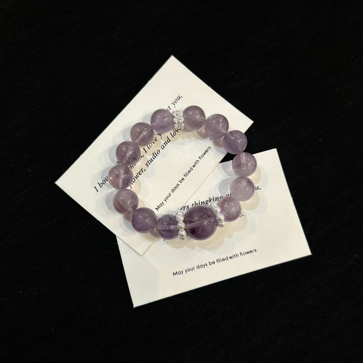 「YIMIMI」天然水晶 13-18mm 紫兔毛手链x3643 多样性发货