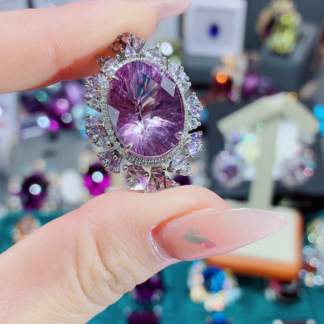 银S925镶嵌戒指水晶戒指