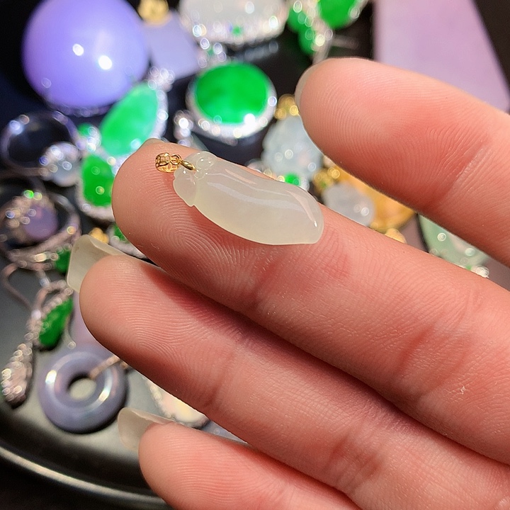 翡翠挂件18K金镶嵌674844