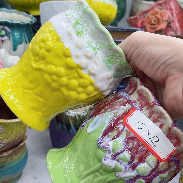 多肉绿植陶瓷花盆9.9包邮，有孔