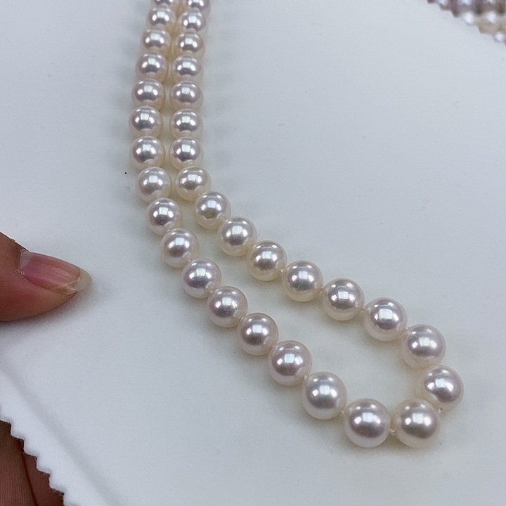 淡水珍珠颈饰银S925镶嵌8.5-9.5无核正圆珍珠项链