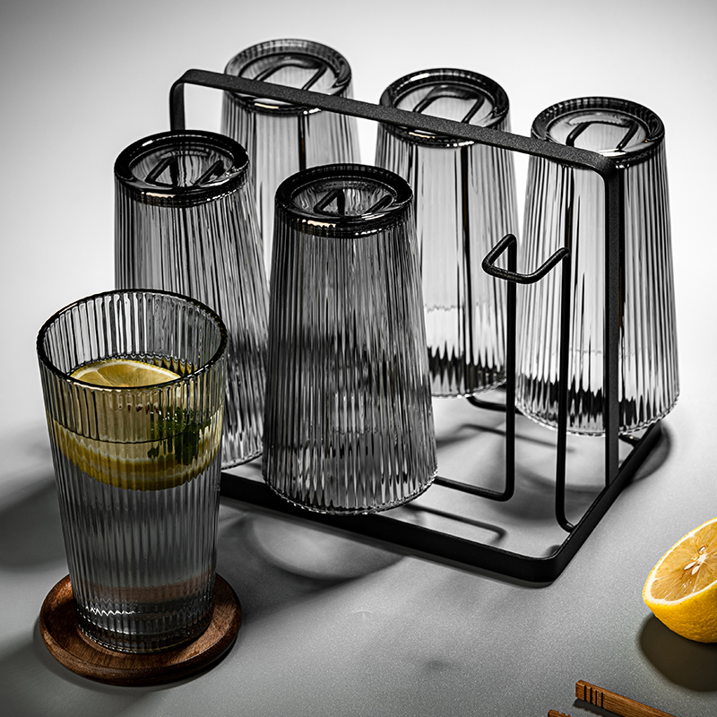 高级感玻璃杯家用耐热喝水杯子客厅待客轻奢高颜值果汁酒杯具套装