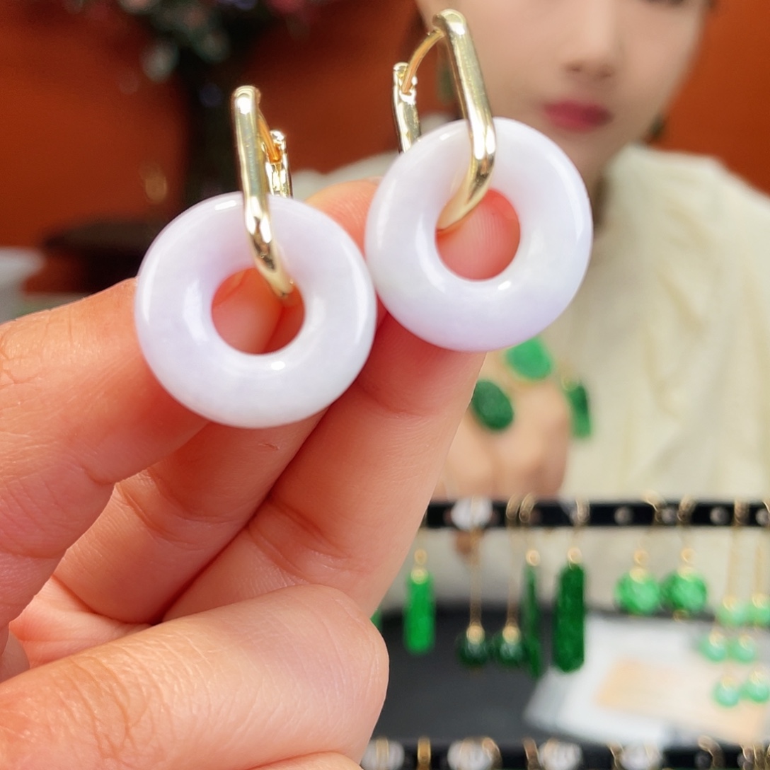 翡翠未镶嵌耳饰饰品