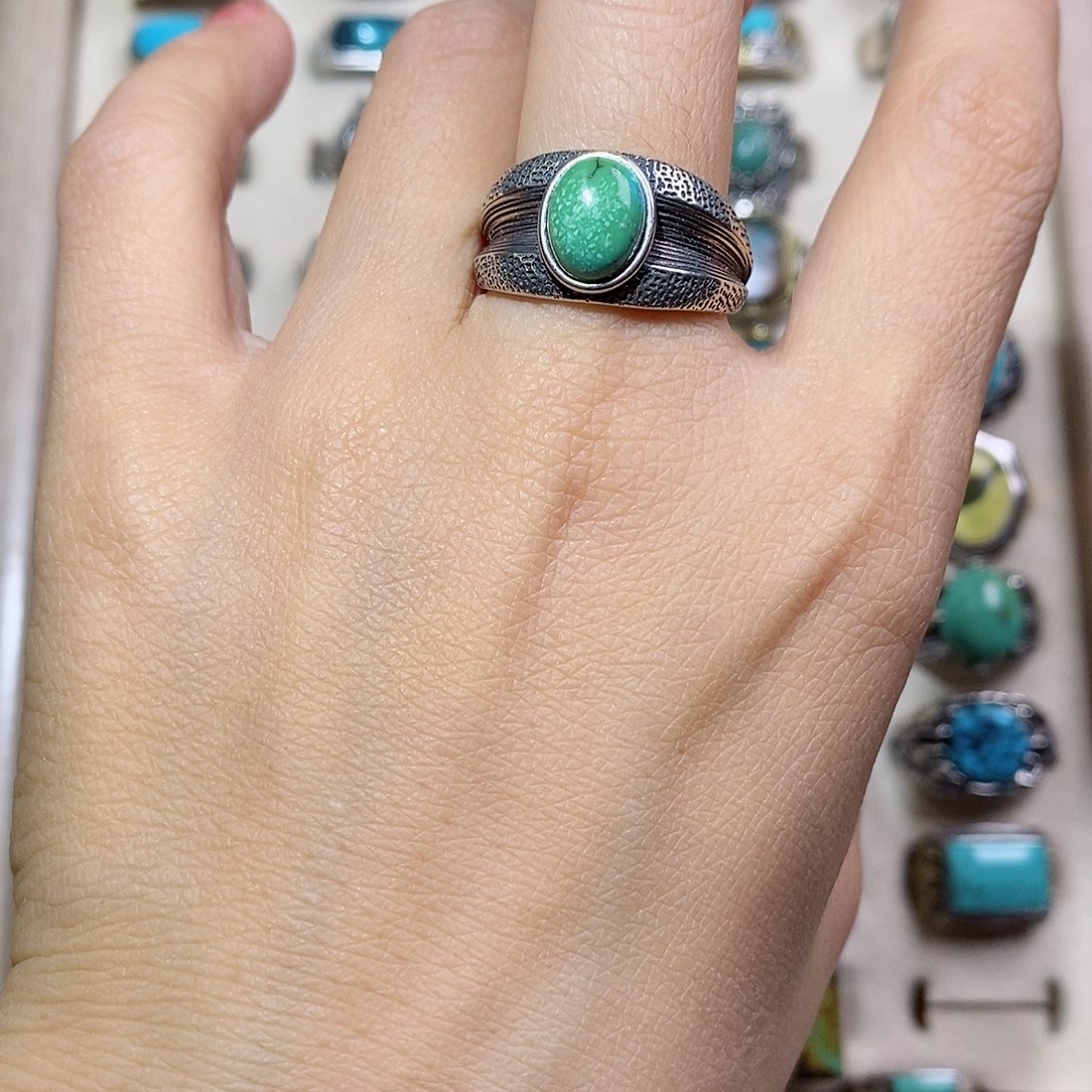 银S925镶嵌绿松石挂件