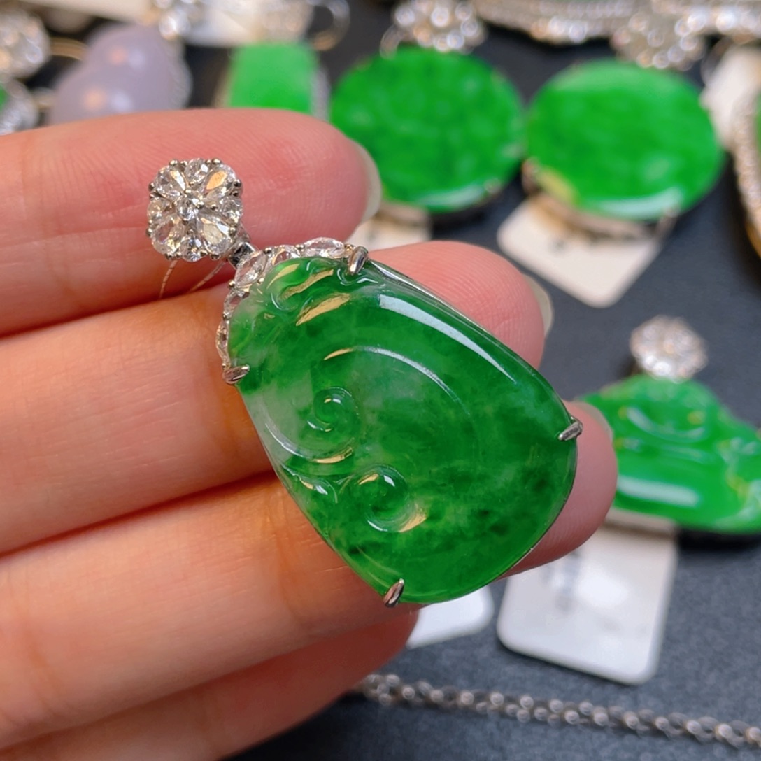 翡翠银S925镶嵌颈饰