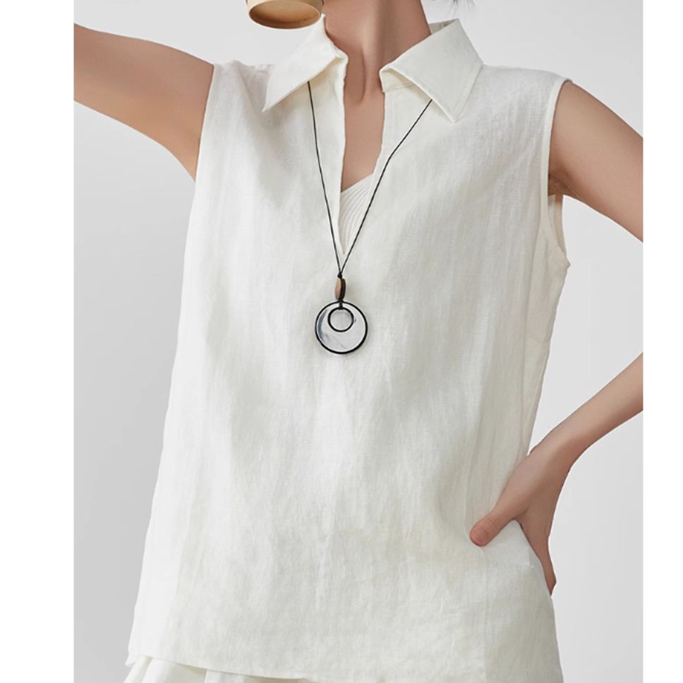 高级感亚麻无袖马甲坎肩女