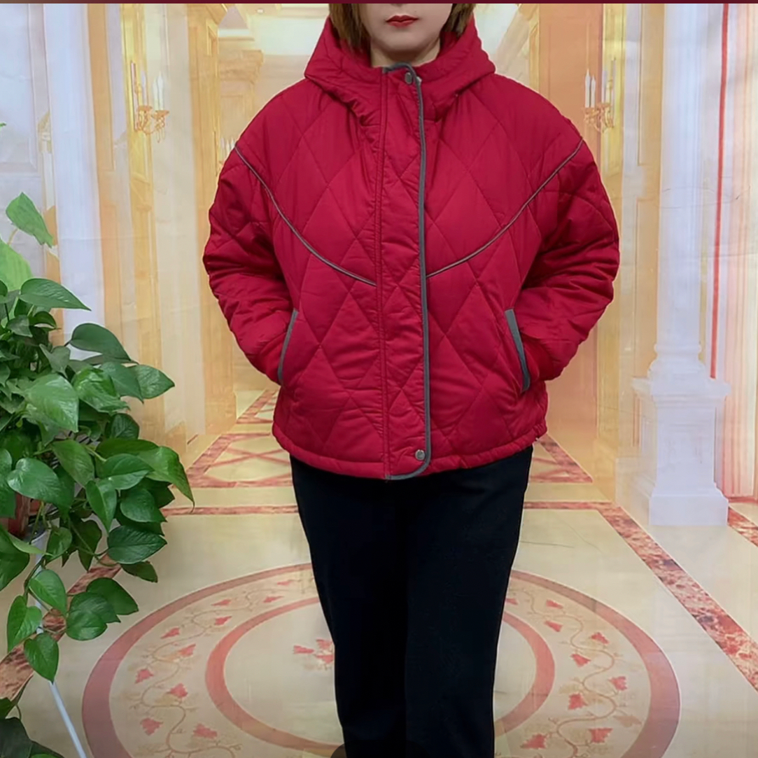 中年妈妈秋冬时尚连帽宽松显瘦婴儿棉棉衣外套