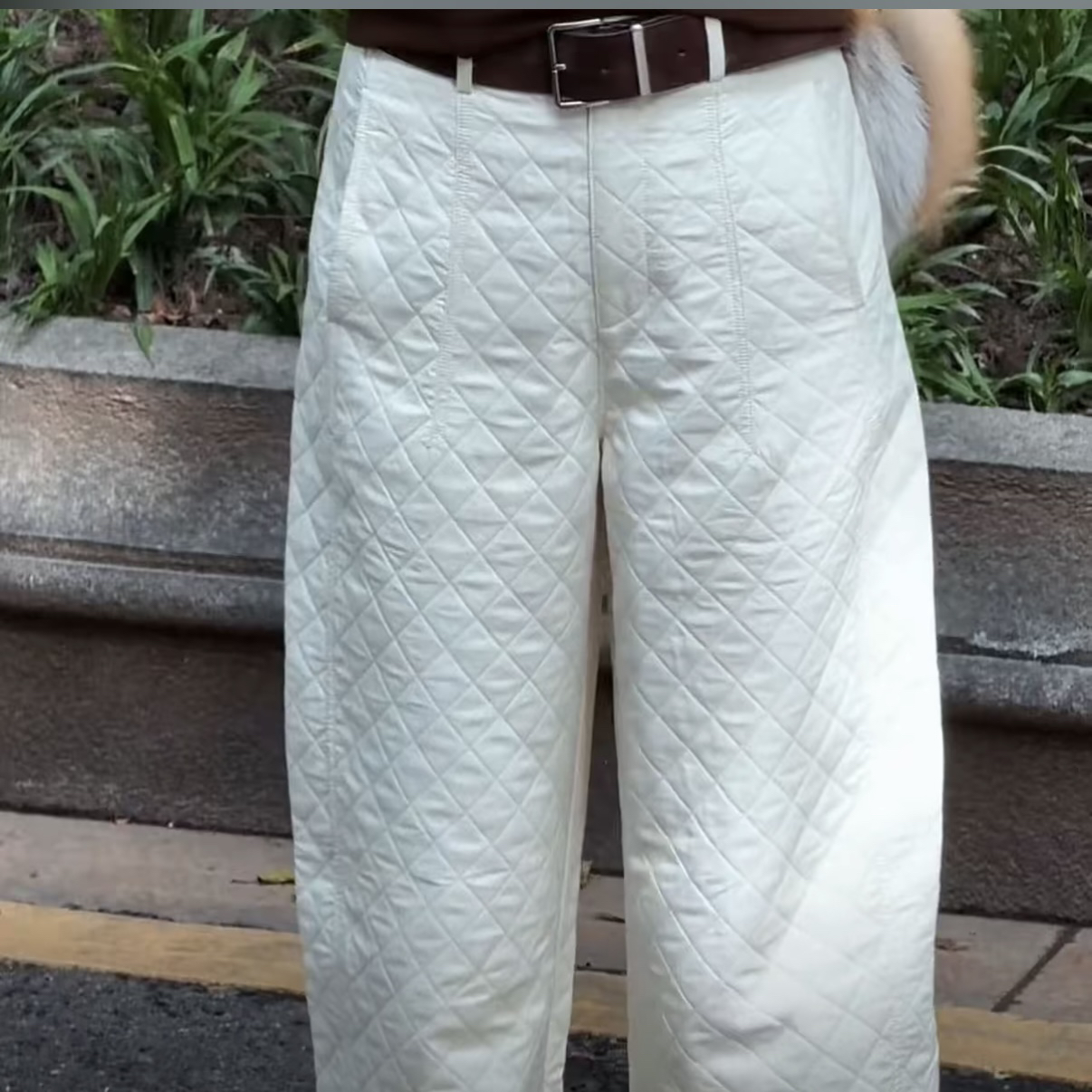 时尚休闲宽松高腰菱形格百搭显瘦阔腿裤女秋冬季洋气加厚加绒大兜