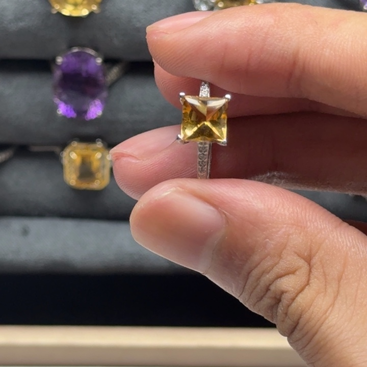 戒指银S925镶嵌黄晶