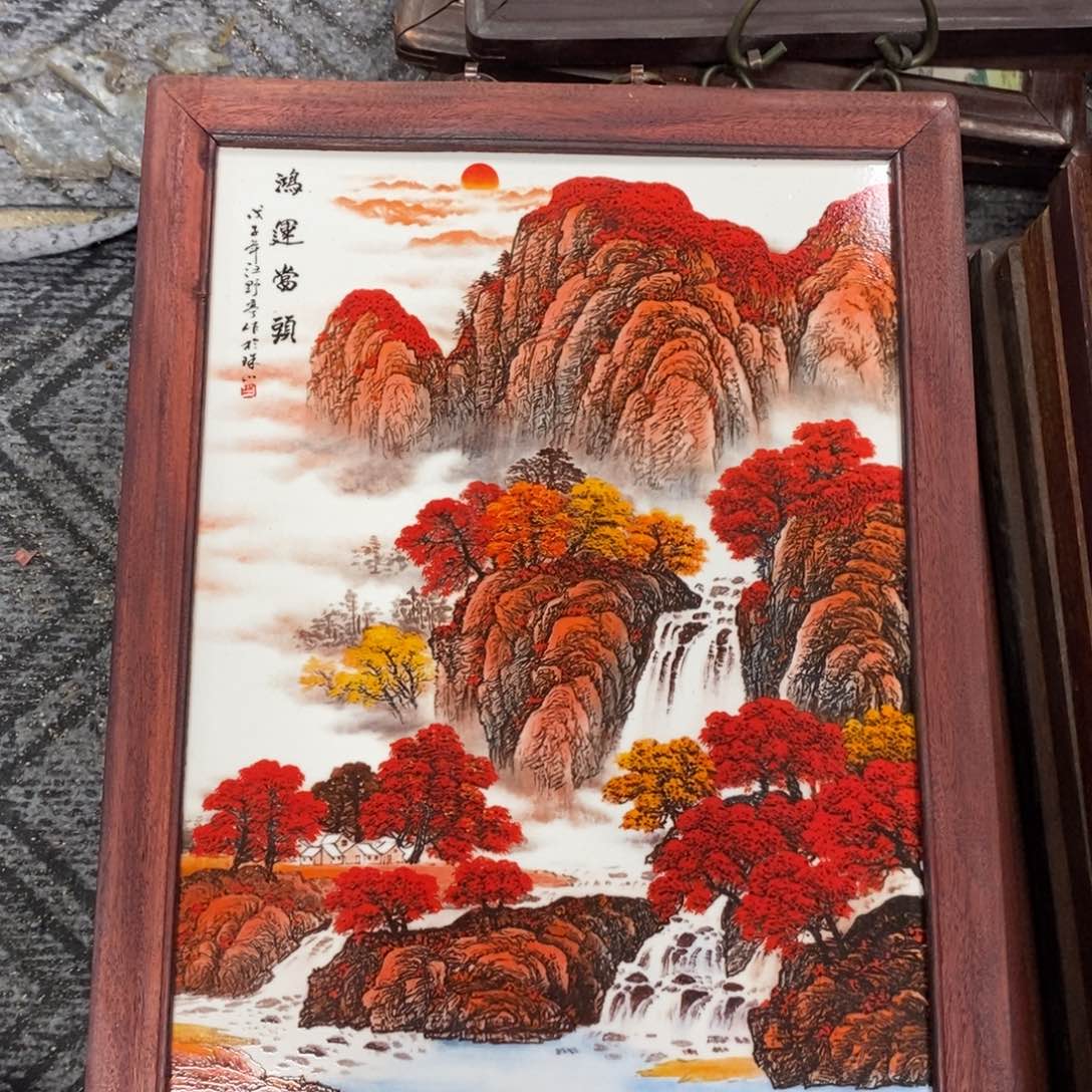 瓷片37*28*1景德镇瓷板画柴窑烧制
