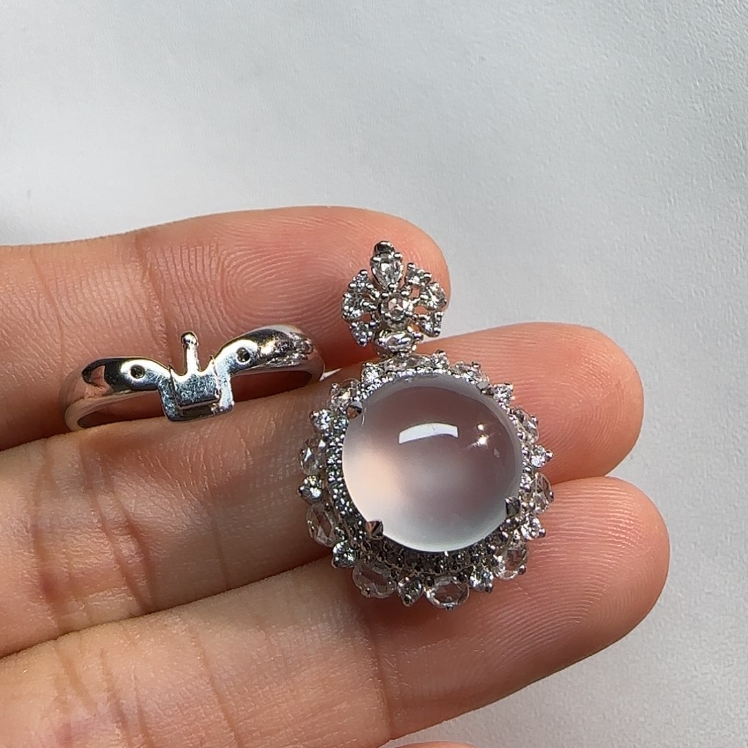 翡翠18K金镶嵌戒指戒指两用