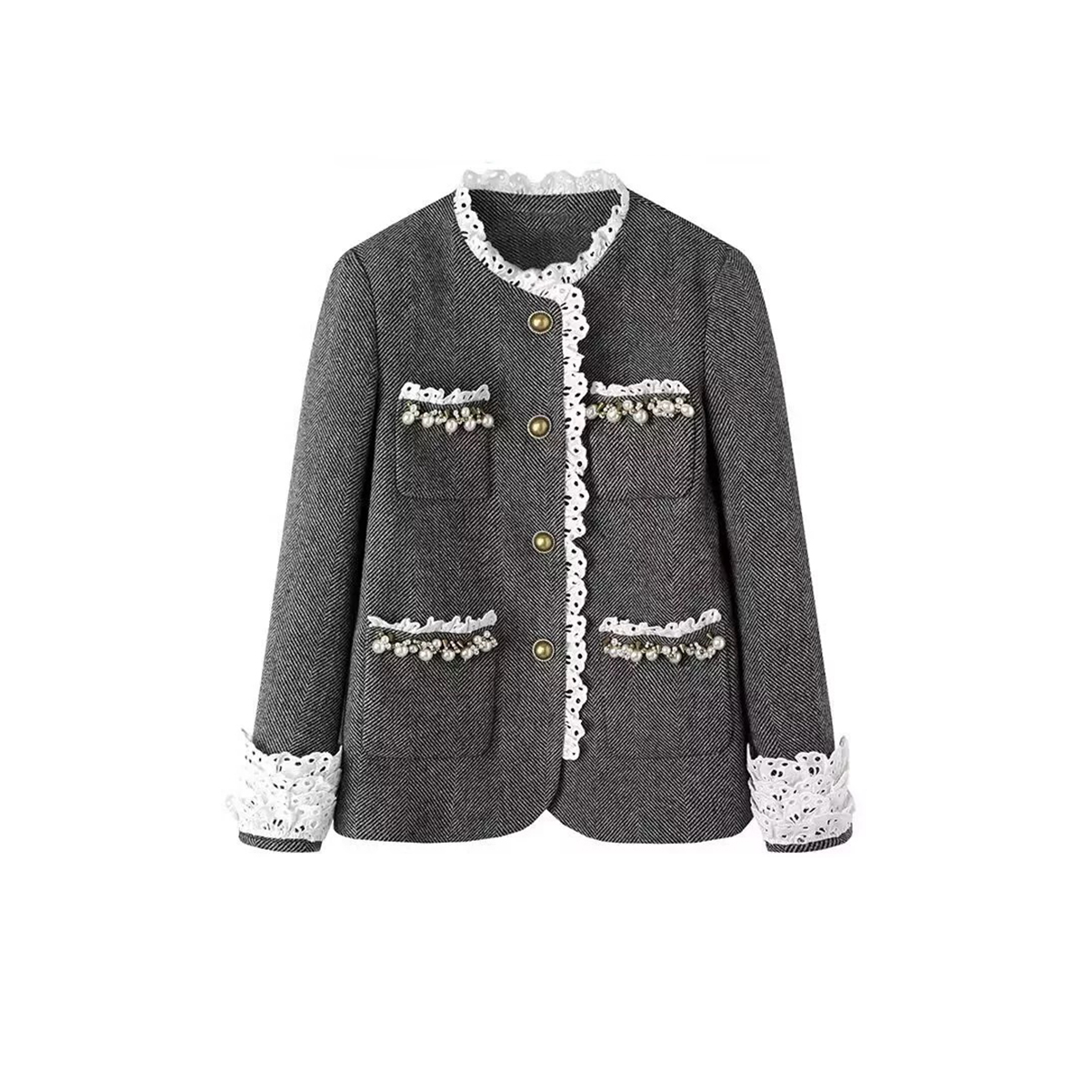 【外套】明星同款2025秋季小香风中长款大衣外套女Z7077