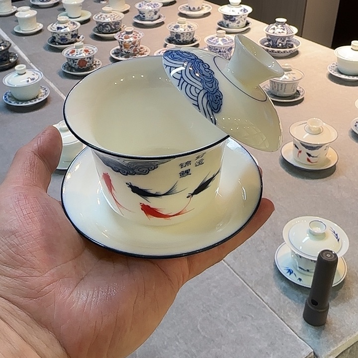 摆件直播间三盖碗
